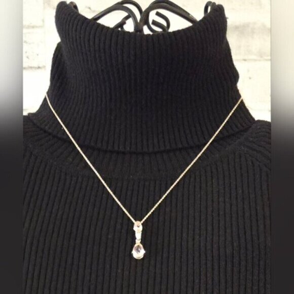 Stella & Dot 925 Silver Pink Teardrop Pendant Necklace Sparkle Gemstone - Picture 2 of 8